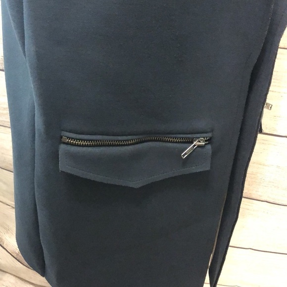 Topshop Long Vest Open Zippered Pockets Raw Edge Size 6 Navy Notch Lapel - Picture 5 of 11